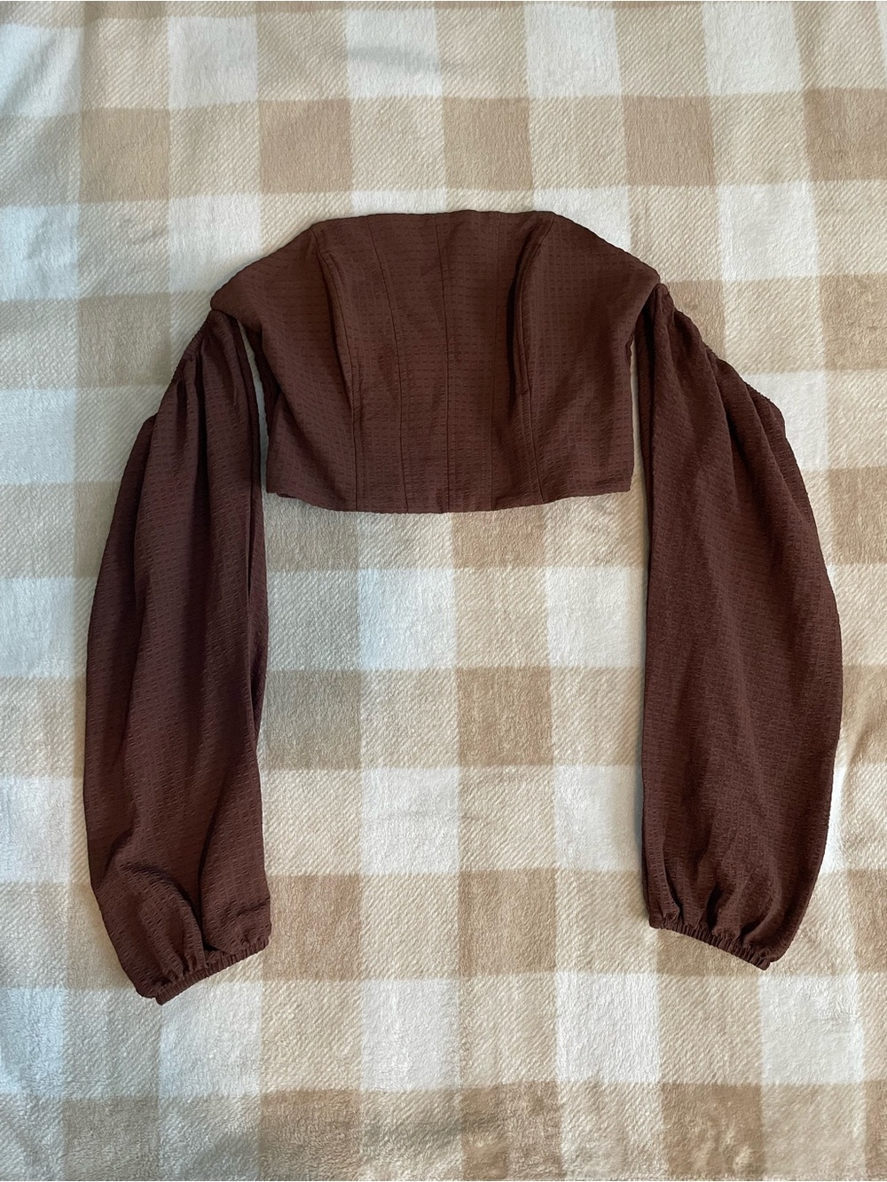 wild fable Women’s size Small Chocolate Brown Cropped Puff-Sleeve Top